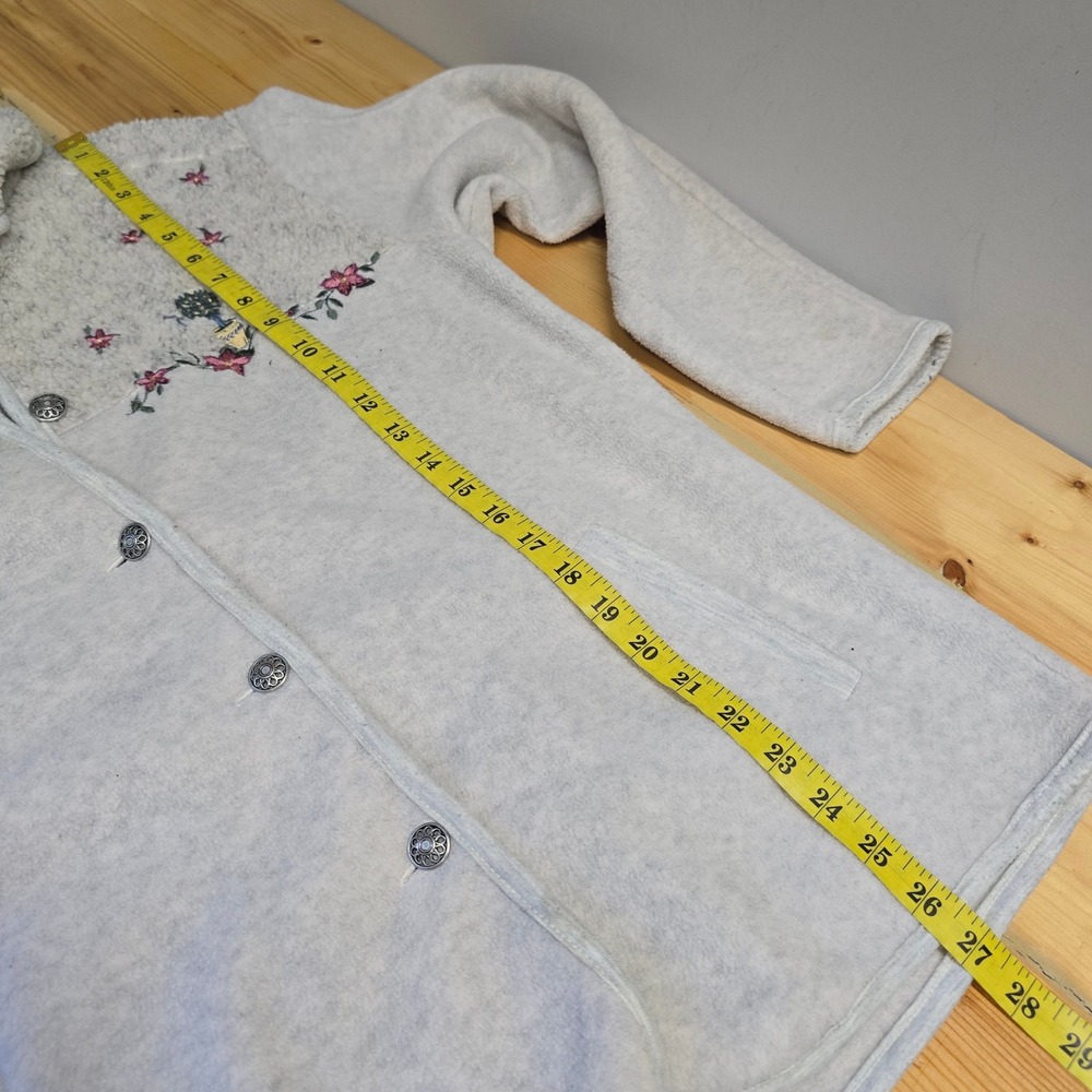 Northern Reflections Fleece Jacket Womens Small Cream‎ Floral Sherpa Cottagecore - Picture 9 of 11